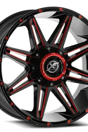 XF Off-Road XF-220 8x165.1/8x170 17x9 +12 Gloss Black & Red Milled Budget