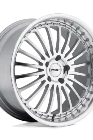 Fast Shipping TSW SILVERSTONE 5X120 17X8 +20 SILVER W/ MIRROR CUT FACE & LIP