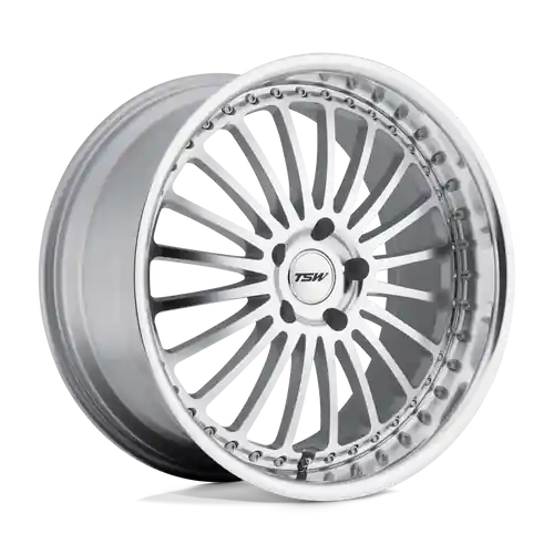 Fast Shipping TSW SILVERSTONE 5X120 17X8 +20 SILVER W/ MIRROR CUT FACE & LIP