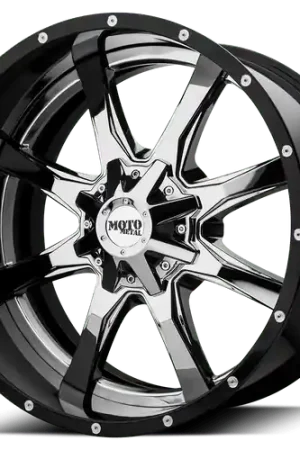 Genuine Moto Metal MO201 5X127 22X12 -44 CHROME CENTER GLOSS BLACK MILLED LIP