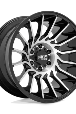 Moto Metal MO807 8X165.1 22X12 -44 GLOSS BLACK MACHINED Free Shipping