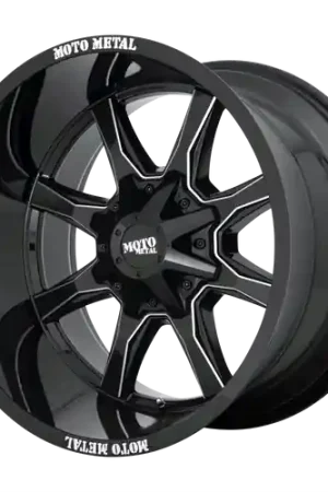 Moto Metal MO970 6X120/6X139.7 17X8 +0 GLOSS BLACK WITH MILLED SPOKE & MOTO METAL ON LIP No Minimum Order