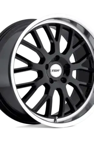 TSW TREMBLANT 5X100 19X8 +35 GLOSS BLACK W/ MIRROR CUT LIP Professional Grade