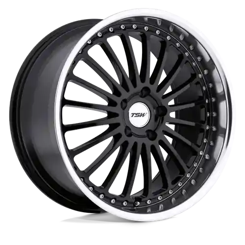 Exclusive Offer TSW SILVERSTONE 5X114.3 19X8 +40 GLOSS BLACK W/ MIRROR CUT LIP