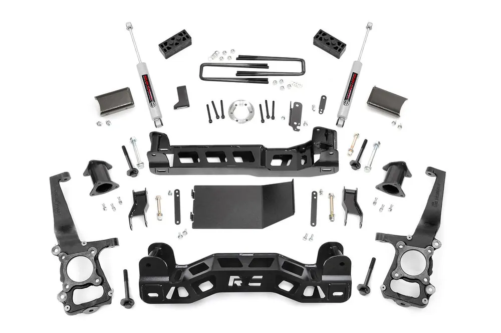 4 Inch Suspension Lift Kit Strut Spacers N3 Shocks 11-14 F-150 4WD Rough Country Exclusive