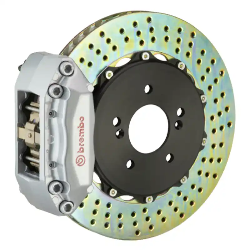 Discount Brembo 04-11 RX-8 Front GT BBK 4 Piston Cast 2pc 328x28 2pc Rotor Drilled-Silver