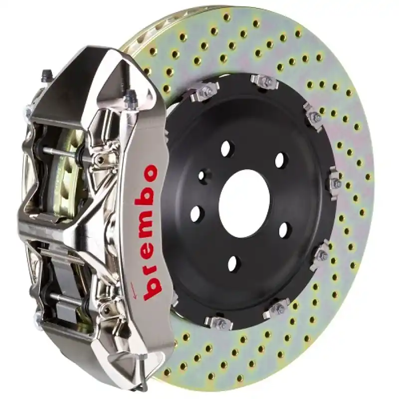 Weekend Sale Brembo 04-11 612 Scaglietti Front GTR BBK 6 Piston Billet380x34 2pc Rotor Drilled- Nickel Plated