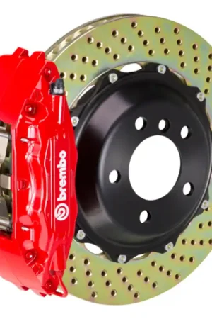 While Supplies Last Brembo 02-06 Q45 Front GT BBK 4 Piston Cast 2pc 355x32 2pc Rotor Drilled-Red