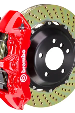 Weekend Sale Brembo 14-19 Corvette C7/C7 Z51 Front GT BBK 6 Piston Cast 380x32 2pc Rotor Drilled-Red