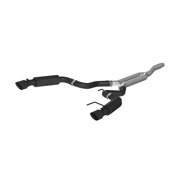 MBRP 15-19 Ford Mustang EcoBoost 2.3L Black 3in Cat Back Dual Split Rear Exit (Race Version) Fan Favorite