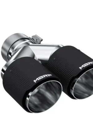Fan Favorite MBRP 3in ID / Dual 4in OD Out Staggered L 9.37in / R 9.87in Dual Wall Carbon Fiber Univ Exhaust Tip