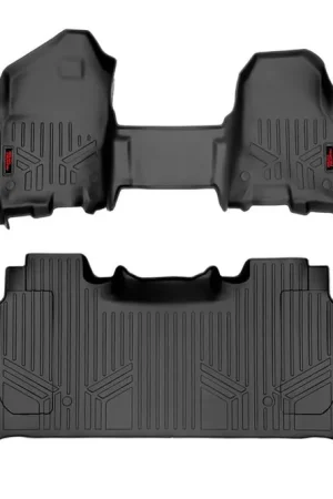 Flash Sale Heavy Duty Floor Mats Front/Rear-19-20 RAM 1500 Crew Cab Half Console w/Rear Under Seat Storage Rough Country
