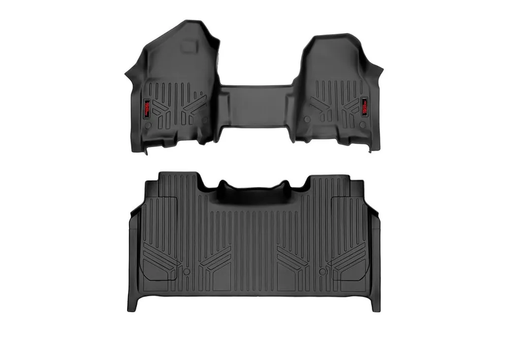 Flash Sale Heavy Duty Floor Mats Front/Rear-19-20 RAM 1500 Crew Cab Half Console w/Rear Under Seat Storage Rough Country
