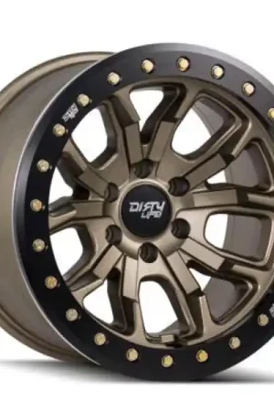 Dirty Life 9303 DT-1 17x9 / 5x127 BP / -12mm Offset / 78.1mm Hub Satin Gold Wheel - Sim. Beadlock Discount