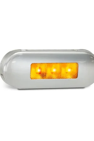 While Supplies Last LED Autolamps 86AAM LED Amber Side Marker Lamp with Coloured Lens - Brushed Steel Bezel