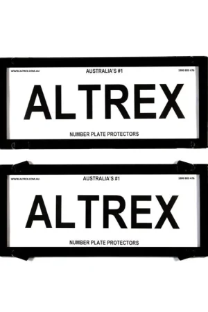 Certified Altrex NSW, ACT, SA, WA, NT 5 Figure Black Number Plate Protectors - without Lines - 5NL