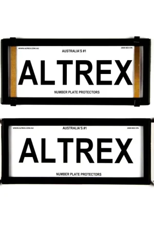 Express Delivery Altrex Slimline VIC, QLD 4 Figure Black Number Plate Protectors - without Lines - 4VSNL
