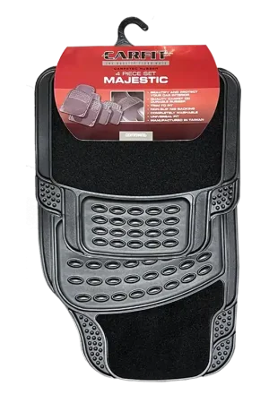 CarFit Majestic Black 4 Piece Set Carpeted Rubber Floor Mats - 4578041 Viral