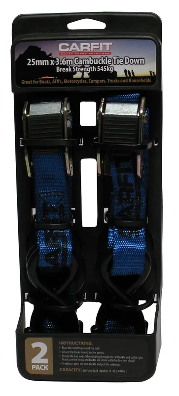 Affordable Carfit 25mm X 3.6M Cambuckle Strap Set Of 2 - 46CB2536-2