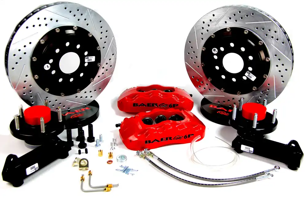 Baer Brakes 4141042R-11 Baer Brakes 14" Pro+ Front Brake Kit, Red, Slot, ARP Studs Crafted