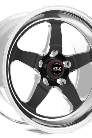 Worldwide Shipping Weld S71 17x11 / 5x115mm BP / 5.8in. BS Black Wheel (Medium Pad) - Polished Single Beadlock MT | Graveyard Performance