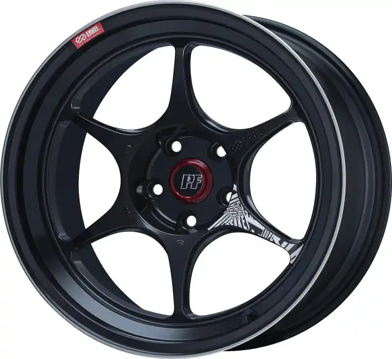 Bargain Enkei PF06 18x9in 5x120 BP 28mm Offset 72.5mm Bore Black Machined Wheel | Graveyard Performance