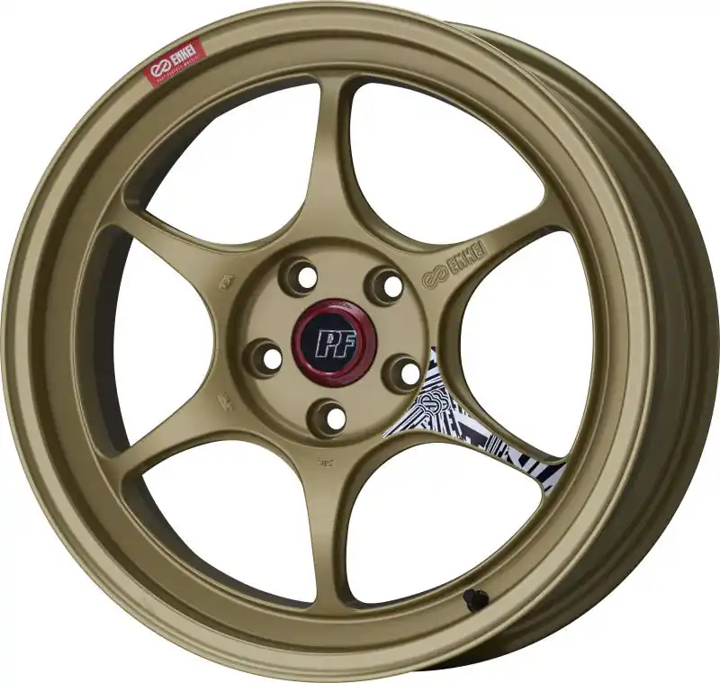 Secure Checkout Enkei PF06 18x9in 5x114.3 BP 38mm Offset 75mm Bore Gold Wheel | Graveyard Performance